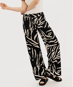 GEMO Pantalon fluide imprimé coupe large femme imprime tache