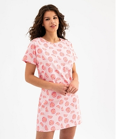 GEMO Chemise de nuit à manches courtes imprimée femme rose standard