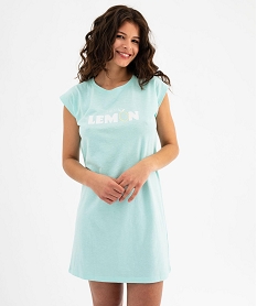 GEMO Chemise de nuit sans manches imprimée femme bleu standard