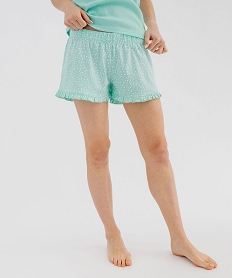 GEMO Short de pyjama avec finitions froncées femme bleu chine