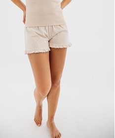 GEMO Short de pyjama avec finitions froncées femme beige standard