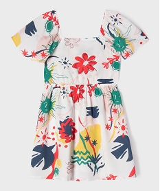 GEMO Robe à motifs fleuris avec col Bardot modulable fille blanc chine