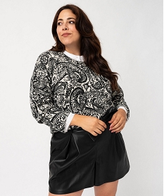 GEMO Pull femme grande taille à motifs abstraits imprime fleurs