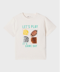 GEMO Tee-shirt manches courtes avec motif en sequins garçon blanc standard