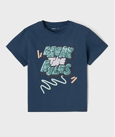 GEMO Tee-shirt manches courtes avec motif en sequins garçon Bleu