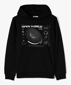 GEMO Sweat à capuche en molleton imprimé garçon noir standard