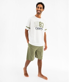 GEMO Pyjashort bicolore avec inscription vintage homme - Camps United Beige