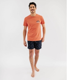 GEMO Pyjashort bicolore en coton homme orange standard