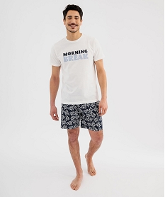 GEMO Pyjashort bicolore en coton homme Blanc