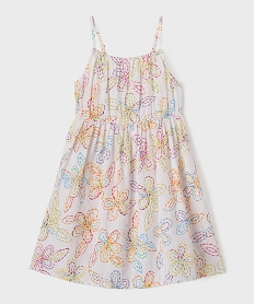 GEMO Robe à bretelles en coton à motifs fleuris fille Blanc
