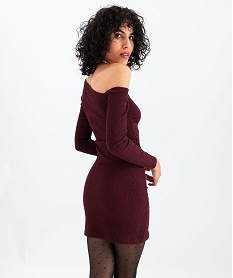 GEMO Robe à manches longues avec encolure asymétrique femme rouge vif