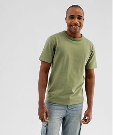 GEMO Tee-shirt manches courtes en coton uni homme vert standard