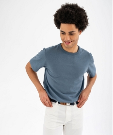 GEMO Tee-shirt manches courtes en coton uni homme orage