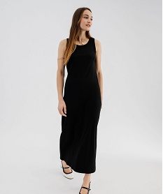 GEMO Robe longue sans manches en maille côtelée femme noir standard