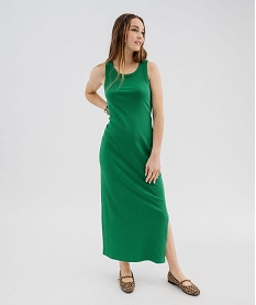 GEMO Robe longue sans manches en maille côtelée femme vert standard