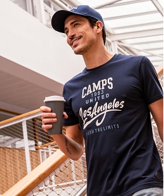 GEMO Tee-shirt manches courtes imprimé homme - Camps United Bleu