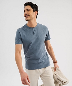 GEMO Tee-shirt manches courtes col tunisien homme orage