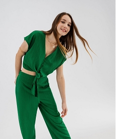 GEMO Blouse sans manches loose à nouer femme vert standard