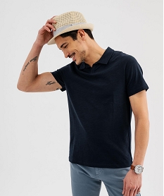 GEMO Polo manches courtes à col fantaisie homme Bleu