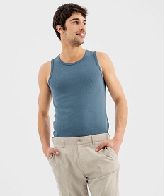 GEMO Débardeur uni en maille côtelée homme Bleu