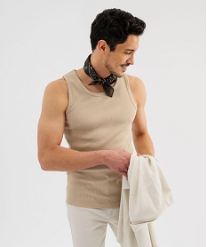 GEMO Débardeur uni en maille côtelée homme beige taupe