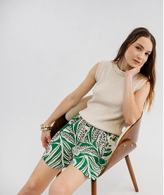 GEMO Short ample en viscose froissée et imprimée femme imprime fleurs