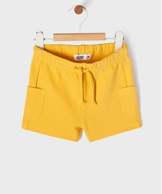 GEMO Short en maille côtelée avec taille ajustable bébé garçon jaune vif
