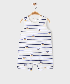GEMO Combishort en coton à rayures et motifs palmiers bébé garçon Blanc