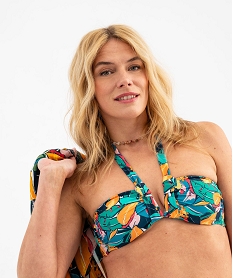 GEMO Bas de maillot de bain forme culotte taille haute à revers femme Multicolore