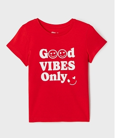 GEMO Tee-shirt manches courtes avec motif positif fille rouge standard