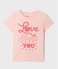 GEMO Tee-shirt manches courtes avec motif positif fille rose standard