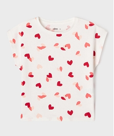 GEMO Tee-shirt manches courtes loose imprimé fille blanc chine