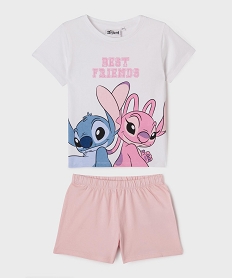 GEMO Pyjashort bicolore à motif Stitch et Angel fille - Disney blanc standard