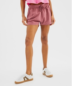 GEMO Short en maille French Terry avec taille ajustable femme rose standard