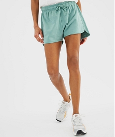 GEMO Short en maille French Terry avec taille ajustable femme vert standard