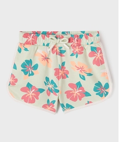 GEMO Short en maille à motifs fleuris fille Vert