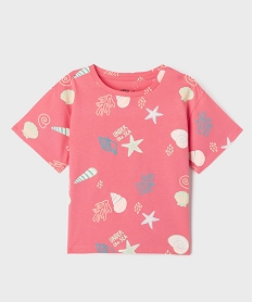 GEMO Tee-shirt à manches courtes à motifs estivaux fille rose standard
