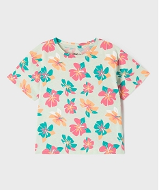 GEMO Tee-shirt à manches courtes à motifs estivaux fille Vert