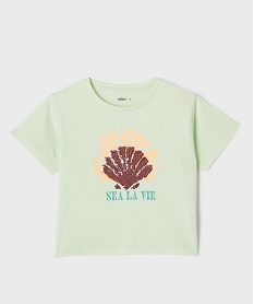 GEMO Tee-shirt manches courtes avec motif en sequins réversibles fille Vert
