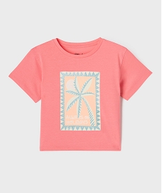 GEMO Tee-shirt manches courtes coupe oversize avec motif pailleté fille rose standard