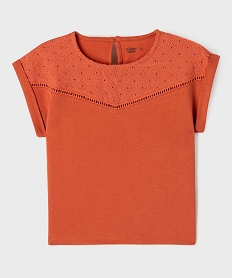 GEMO Tee-shirt manches courtes avec détails brodés fille Orange