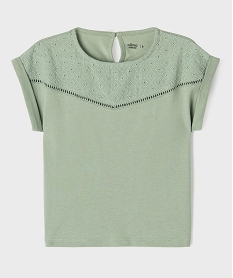 GEMO Tee-shirt manches courtes avec détails brodés fille Vert