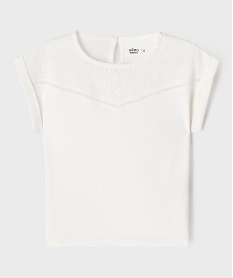 GEMO Tee-shirt manches courtes avec détails brodés fille Blanc