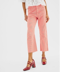 GEMO Jean taille haute cropped straight fit rayé femme Imprimé