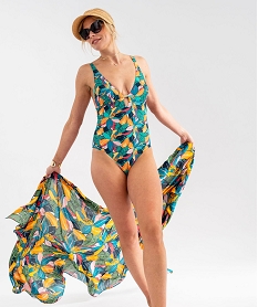 GEMO Maillot de bain une pièce fleuri avec mousses amovibles femme Multicolore