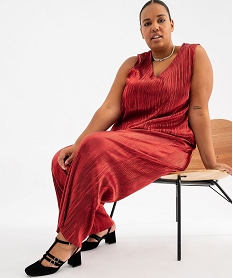 GEMO Pantalon plissée grande taille Rouge
