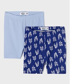 GEMO Leggings short court en coton stretch bébé fille (lot de 2) bleu standard