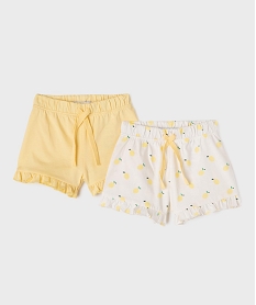 GEMO Short en coton avec volants bébé fille (lot de 2) jaune vif
