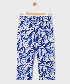 GEMO Pantalon droit en viscose fluide et imprimée à taille élastiquée bébé fille bleu standard