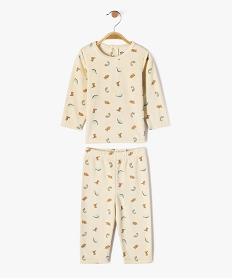 GEMO Pyjama en velours 2 pièces imprimées dinosaures bébé Beige